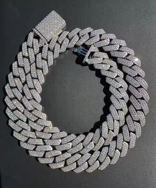 18mm Miami Cuban Link Chain Necklace 925 Silver Plated Men's Hip Hop Rock Fashion Moissanite Diamond customize Jewelry from India