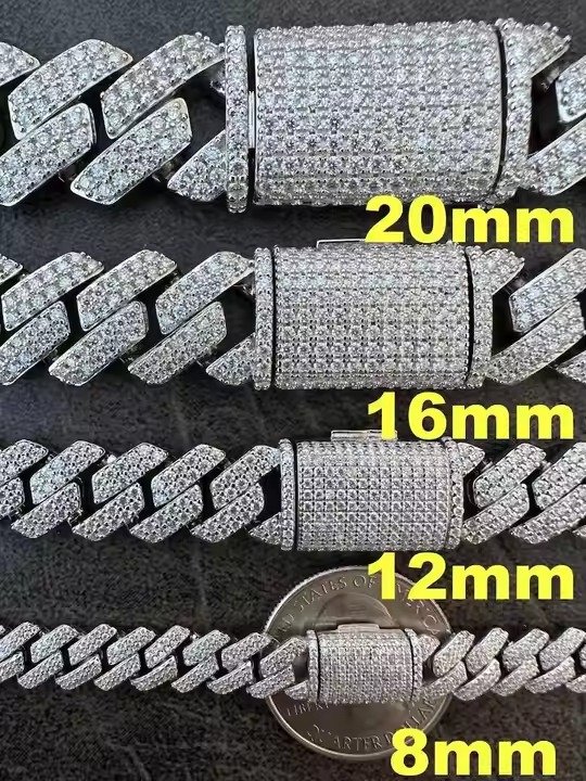 18mm Miami Cuban Link Chain Necklace 925 Silver Plated Men's Hip Hop Rock Fashion Moissanite Diamond customize Jewelry from India