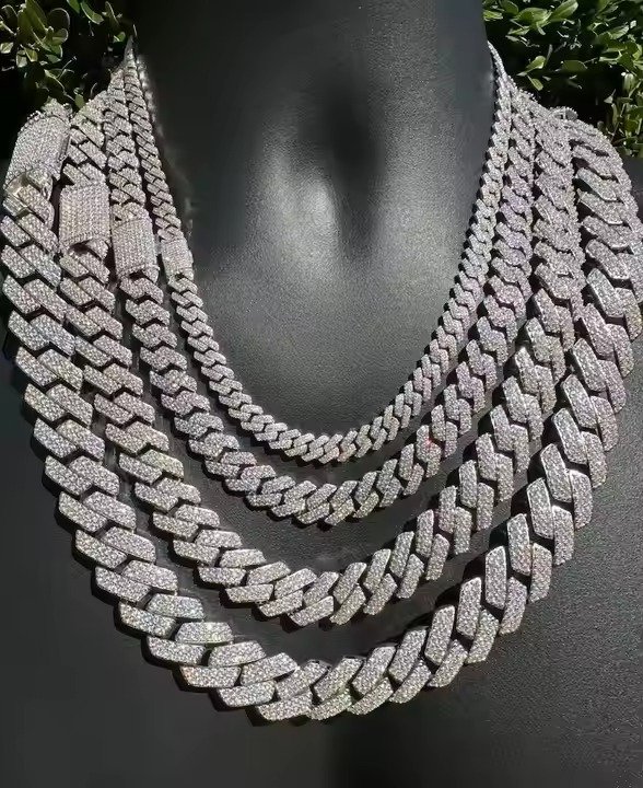 18mm Miami Cuban Link Chain Necklace 925 Silver Plated Men's Hip Hop Rock Fashion Moissanite Diamond customize Jewelry from India