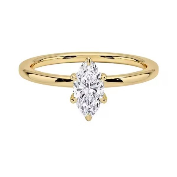 Custom Made Marquise Cut Moissanite Diamond Ring Women Jewelry Promise 925 Silver Gold Plated Wedding Marquise Diamond Ring