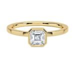 Bezel Set Moissanite Asscher Brilliant Cut vvs Diamond Wedding Engagement Rings For Women In S925 Silver Ring