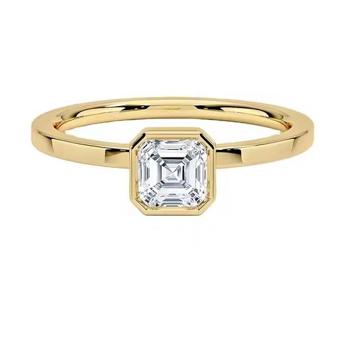 Bezel Set Moissanite Asscher Brilliant Cut vvs Diamond Wedding Engagement Rings For Women In S925 Silver Ring