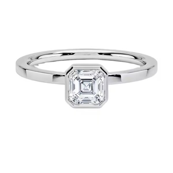 Bezel Set Moissanite Asscher Brilliant Cut vvs Diamond Wedding Engagement Rings For Women In S925 Silver Ring