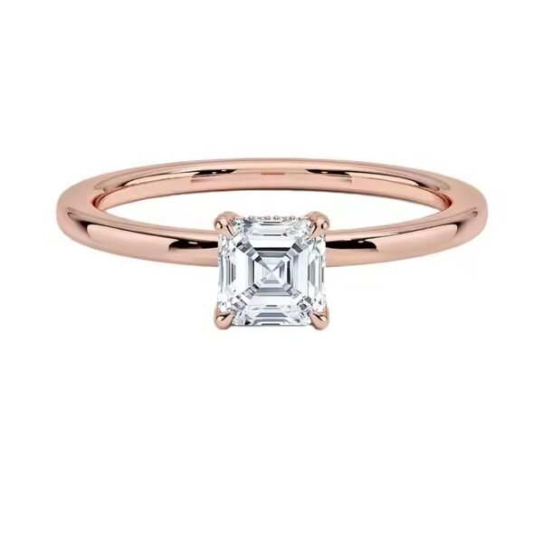 Silver 925 Moissanite Ring for Women Yellow Gold Plated Asscher Cut Featuring Unique Diamond Rings by Ascher