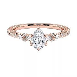 Custom 925 silver jewelry Pear Cut Certified Moissanite Diamond Wedding Ring for Women