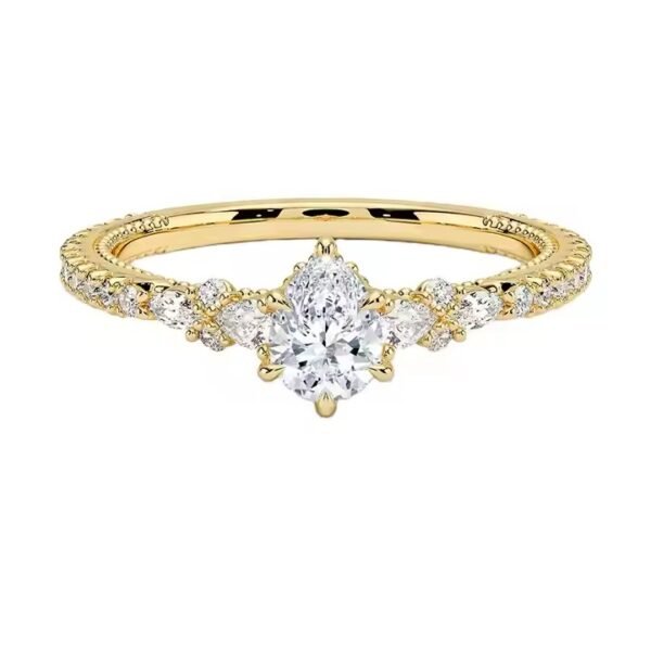 Custom 925 silver jewelry Pear Cut Certified Moissanite Diamond Wedding Ring for Women