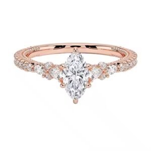 Custom Made Marquise Cut Moissanite Diamond Ring Women Jewelry Promise 925 Silver Gold Plated Wedding Marquise Diamond Ring