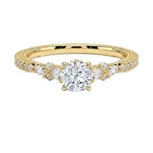 Ascher Cut Created Moissanite Ring 925 Sterling Silver Halo Wedding Engagement Jewelry Micro Pave Moissanite Ring For Women