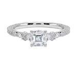 Moissanite Solitaire Ring in S925 Sterling Silver for Weeding Wear