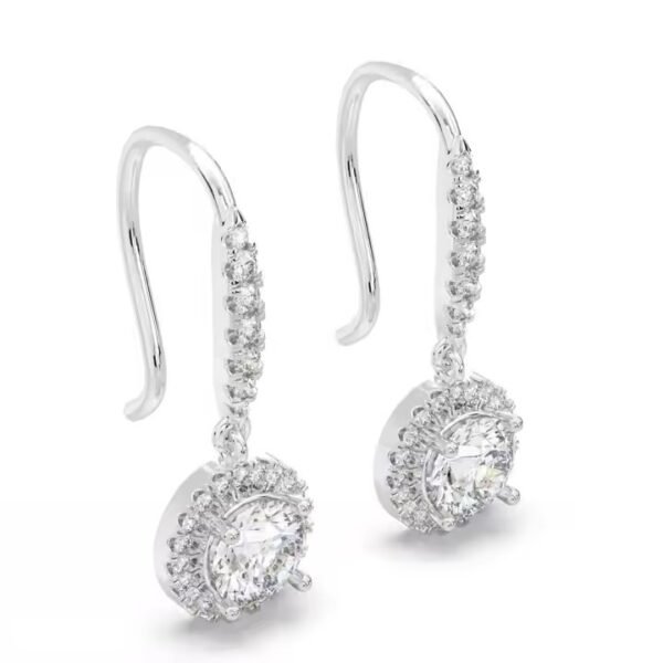 Luxury Round Dangle Hoop Earrings Diamond Ladies Moissanite Earrings for Women Wear at Affordable Price