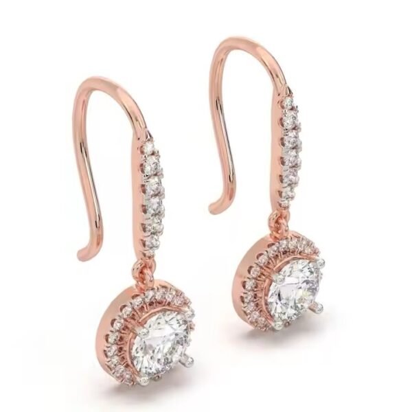 Luxury Round Dangle Hoop Earrings Diamond Ladies Moissanite Earrings for Women Wear at Affordable Price