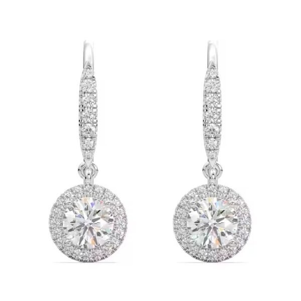 Luxury Round Dangle Hoop Earrings Diamond Ladies Moissanite Earrings for Women Wear at Affordable Price