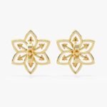 10K Yellow Gold Lab Grown Round and baguette Shape Diamonds Hoop Huggie Earrings for Women