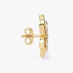 10K Yellow Gold Lab Grown Round and baguette Shape Diamonds Hoop Huggie Earrings for Women