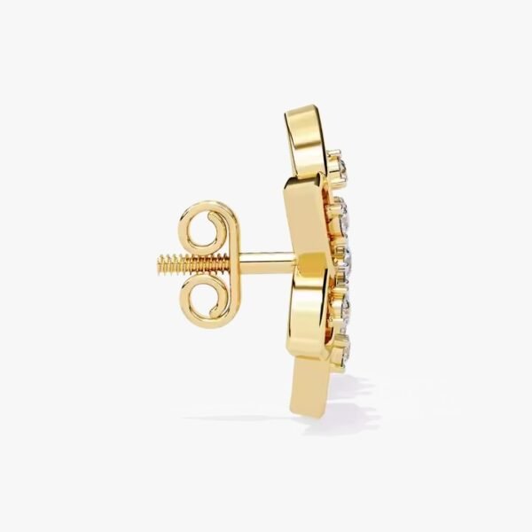 10K Yellow Gold Lab Grown Round and baguette Shape Diamonds Hoop Huggie Earrings for Women