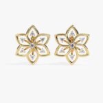 10K Yellow Gold Lab Grown Round and baguette Shape Diamonds Hoop Huggie Earrings for Women