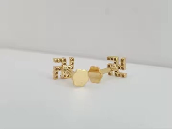 10K yellow Gold Round Lab Grown Diamond Leaf Design Classic Earrings for Women