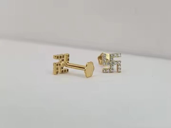 10K yellow Gold Round Lab Grown Diamond Leaf Design Classic Earrings for Women
