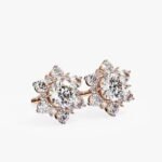 10K/14K/18K Rose Gold Round Lab Grown Diamond Leaf Design Classic Earrings for Women