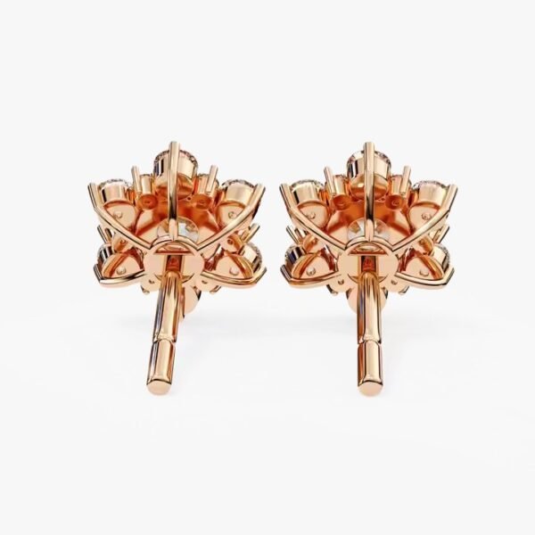 10K/14K/18K Rose Gold Round Lab Grown Diamond Leaf Design Classic Earrings for Women