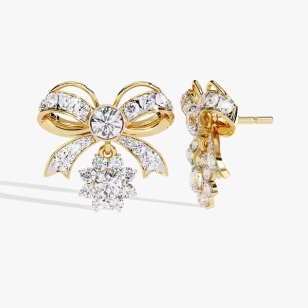 Unique Design Real Diamond and Gemstone Combo Earrings in 18K Yellow Gold for high end catalogs Available at Affordable Price