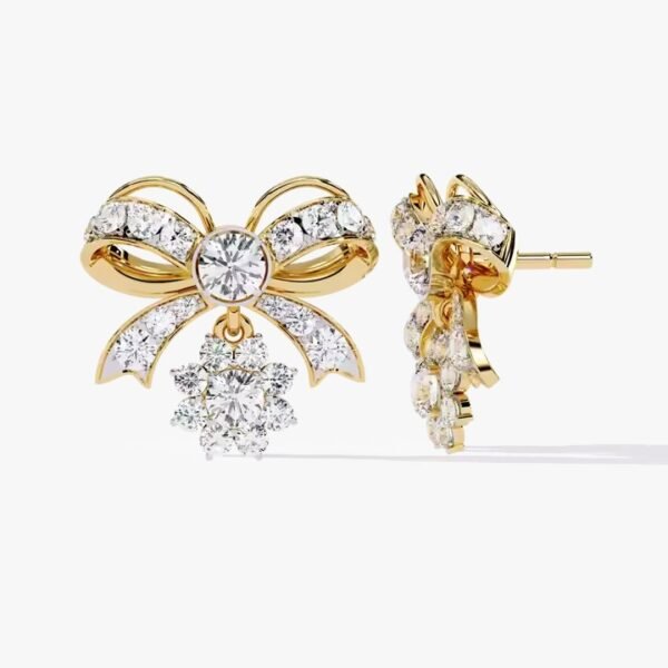 Unique Design Real Diamond and Gemstone Combo Earrings in 18K Yellow Gold for high end catalogs Available at Affordable Price