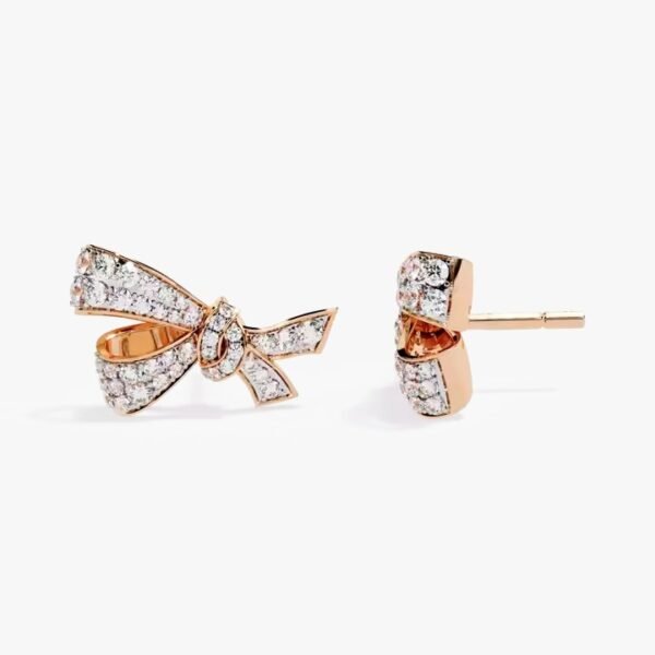 Gorgeous 10K Yellow Gold Hip Hop Stud Earrings with VS Clarity Round Lab Grown Diamond IGI Certified