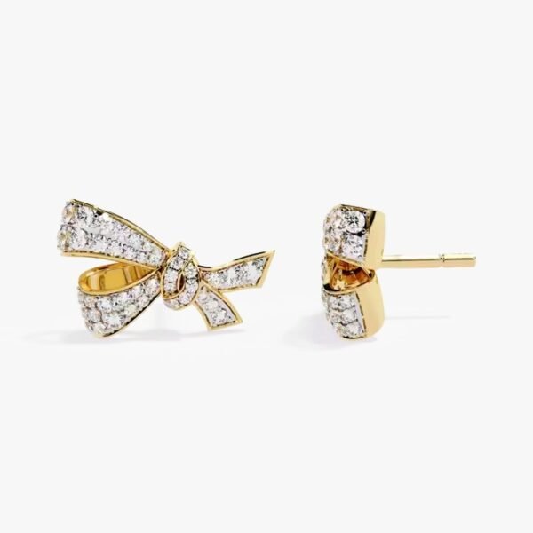 Gorgeous 10K Yellow Gold Hip Hop Stud Earrings with VS Clarity Round Lab Grown Diamond IGI Certified