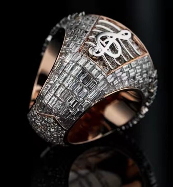 Hot Selling VVS Moissanite Hip-hop Ring Gold/Yellow Plated Star Pattern Jewelry for Wedding Men Women Ring