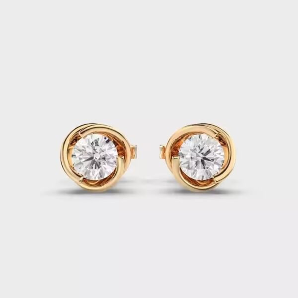 New Hip Hop Square 10K Yellow Gold Bling Iced Out Lab Grown Princess Cut Diamond Stud Earring for Men Women