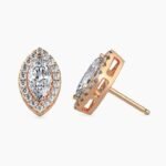 Classic 10K White Gold Round Lab Grown Diamond Earrings Women's Leaf Design Classic Style