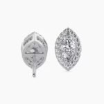 Classic 10K White Gold Round Lab Grown Diamond Earrings Women's Leaf Design Classic Style