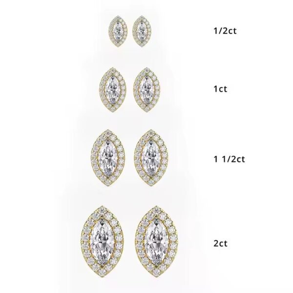 Classic 10K White Gold Round Lab Grown Diamond Earrings Women's Leaf Design Classic Style