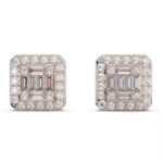 High on Demand Round and Baguette Cut Moissanite Diamond Hip Hop Style Stud Earrings for Gift for Women