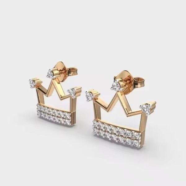 Rose Gold and Diamond Leaf Motif Earrings Nature-Inspired Elegance for Springtime Celebrations for Wholesale Supply