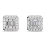 High on Demand Round and Baguette Cut Moissanite Diamond Hip Hop Style Stud Earrings for Gift for Women