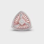 Trillion Vintage Style 1.0 Carat Round Lab Grown Diamond Engagement Ring 14K Solid Gold Wedding Ring Rhodium Plated for Parties