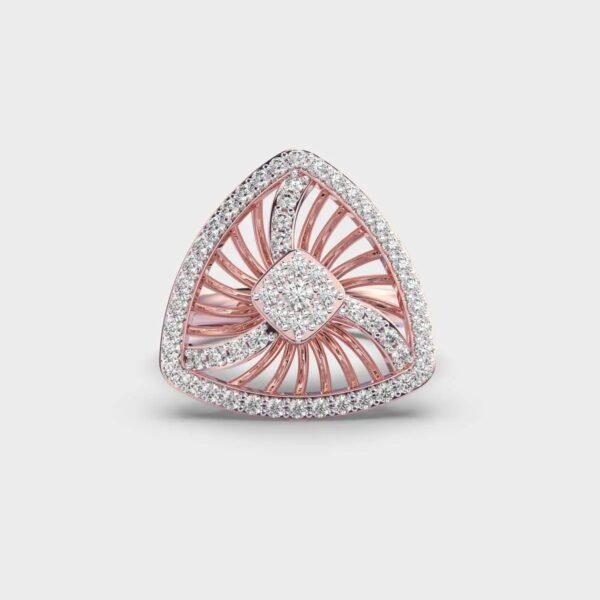Trillion Vintage Style 1.0 Carat Round Lab Grown Diamond Engagement Ring 14K Solid Gold Wedding Ring Rhodium Plated for Parties