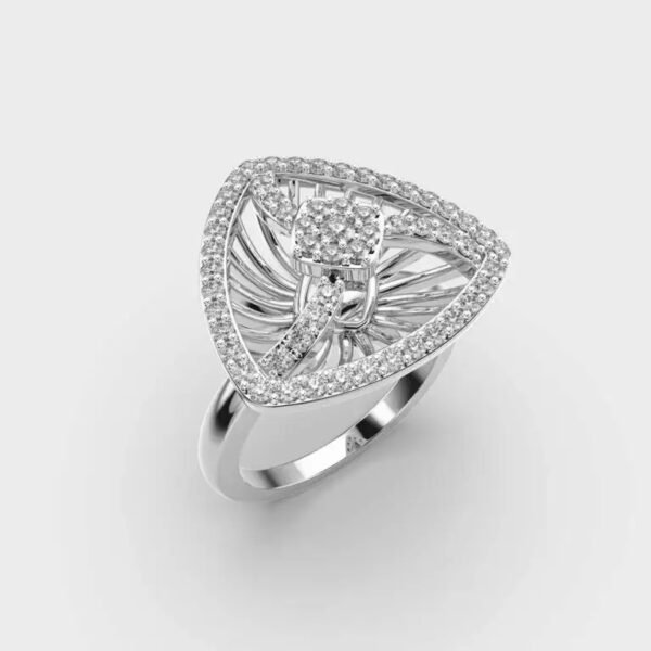 Trillion Vintage Style 1.0 Carat Round Lab Grown Diamond Engagement Ring 14K Solid Gold Wedding Ring Rhodium Plated for Parties