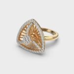 Trillion Vintage Style 1.0 Carat Round Lab Grown Diamond Engagement Ring 14K Solid Gold Wedding Ring Rhodium Plated for Parties