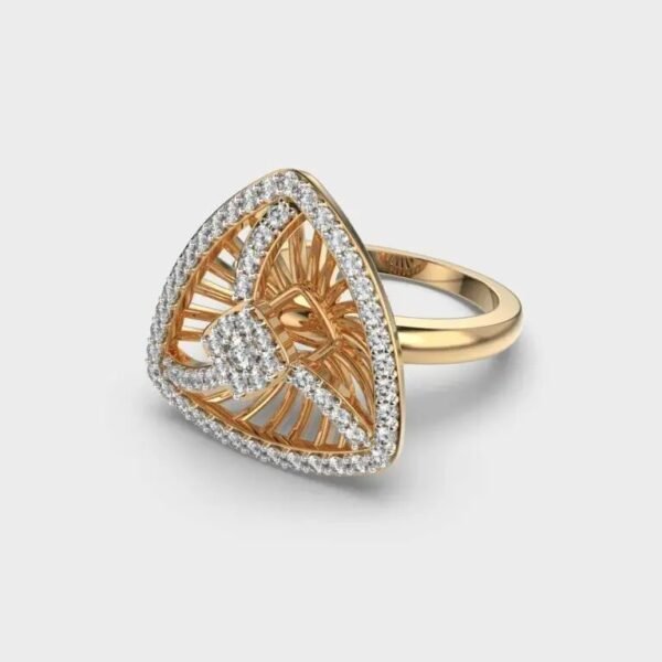 Trillion Vintage Style 1.0 Carat Round Lab Grown Diamond Engagement Ring 14K Solid Gold Wedding Ring Rhodium Plated for Parties