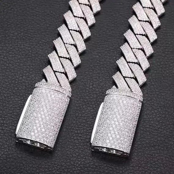 Lab Grown Diamond 14K Custom Gold Cuban Link Chain Luxury Cut Fine Chains Necklaces for Men Trendy Rhodium Plated Hip Hop Gift