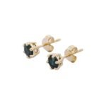 Handmade 100% Natural Blue Sapphire Stud Earrings Unique Trendy 14K Solid Yellow Gold for Weddings Perfect Gift