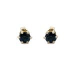 Handmade 100% Natural Blue Sapphire Stud Earrings Unique Trendy 14K Solid Yellow Gold for Weddings Perfect Gift
