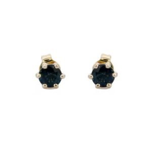 Handmade 100% Natural Blue Sapphire Stud Earrings Unique Trendy 14K Solid Yellow Gold for Weddings Perfect Gift