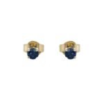 Handmade 14K Yellow Gold Jewelry Natural Blue Sapphire Solitaire Stud Earrings Luxury Gemstone Engagement Wedding Party