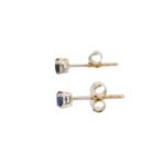 Handmade 14K Yellow Gold Jewelry Natural Blue Sapphire Solitaire Stud Earrings Luxury Gemstone Engagement Wedding Party