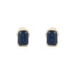 Trending 14K Solid Yellow Gold Natural Octagon Blue Sapphire Solitaire Stud Earrings for Anniversaries Parties Gifts Fine