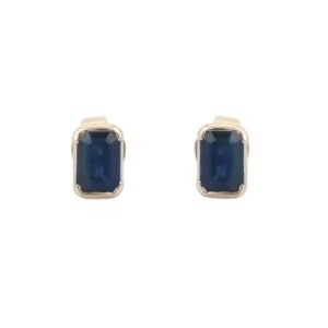 Trending 14K Solid Yellow Gold Natural Octagon Blue Sapphire Solitaire Stud Earrings for Anniversaries Parties Gifts Fine