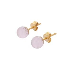 Minimalist Jewelry Natural Rose Quartz Gemstone Earring Studs 14K Solid Yellow Gold Minimal Studs Wedding Gift for Guest